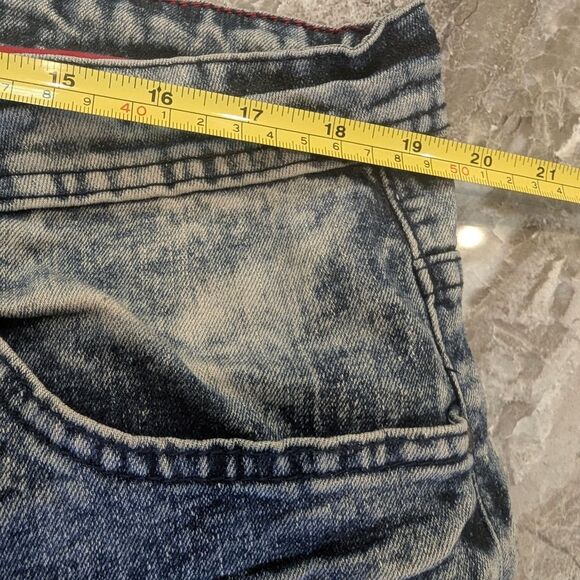 Track 23 Men’s 40x32 Skinny Stretch Acid Wash Ripped Moto Distressed Blue Jeans - Picture 2 of 8
